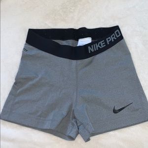 grey nike pro 3” shorts